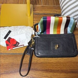 Coach Legacy Turnlock Black Leather Wristlet